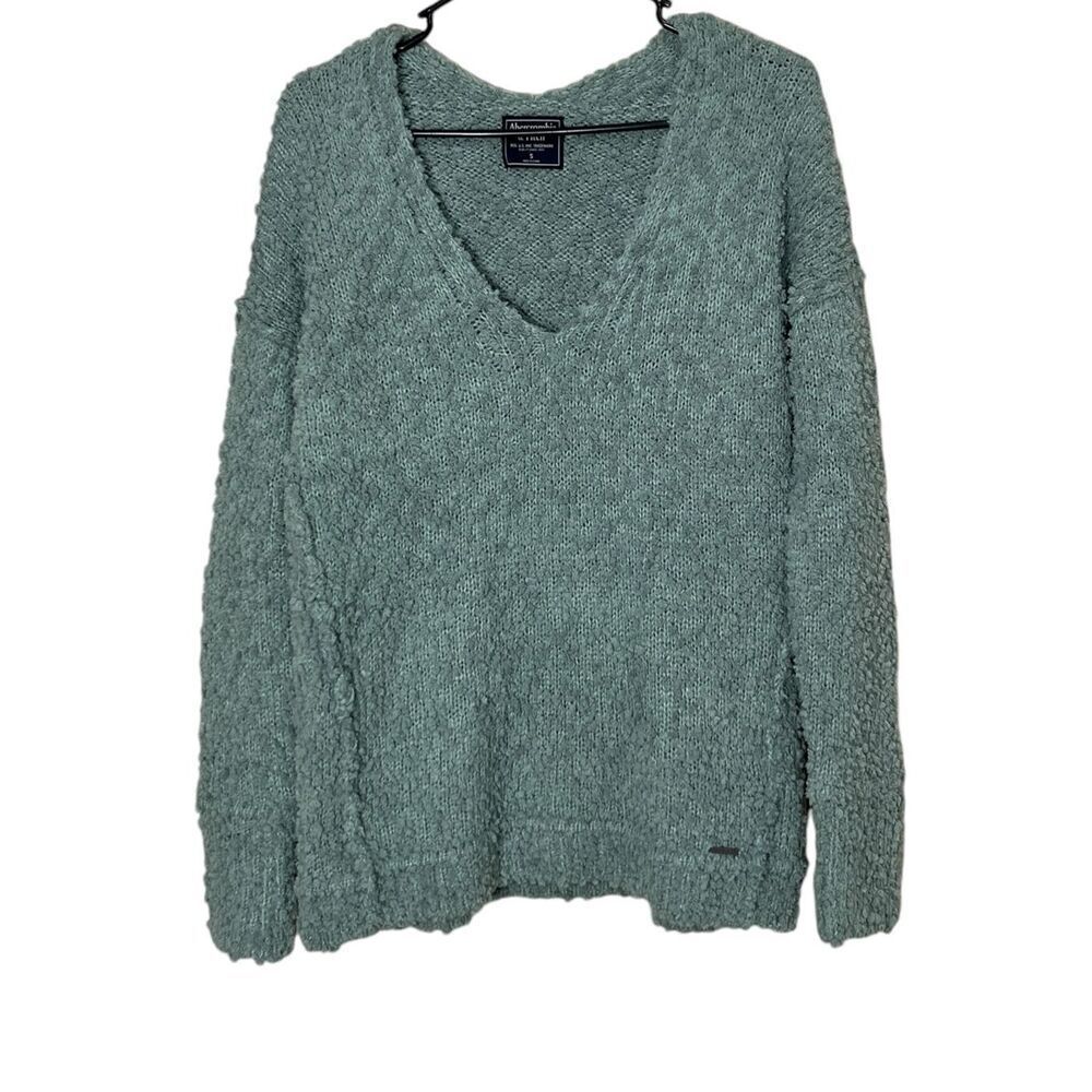 Abercrombie & Fitch Fall Chunky Fuzzy Cozy Knit V Neck Sweater Size S